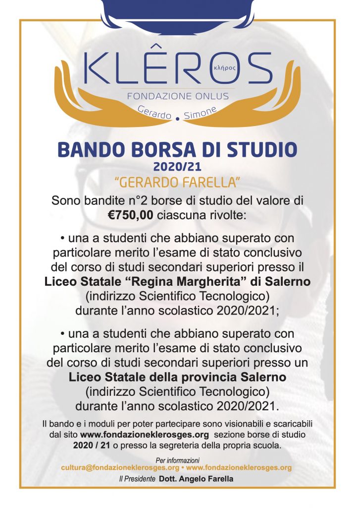 borsa di studio 2020 2021 gerardo farella fondazione kleros