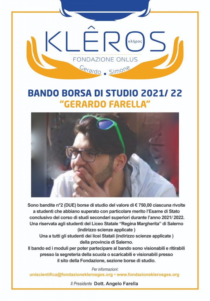 borsa di studio 2021 2022 gerardo farella fondazione kleros